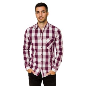 Camisa Cuadros Clásicos Guinda