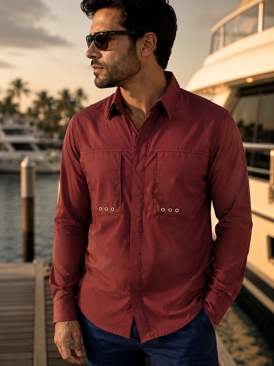 Camisa Antifluidos con Ventilacion, Deportiva Guinda
