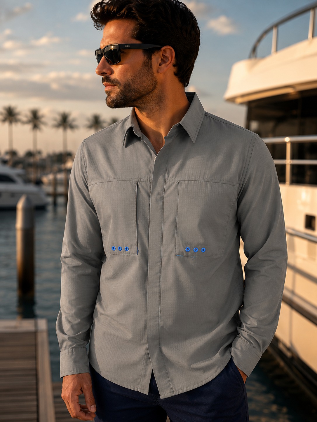 Camisa Antifluidos con Ventilacion, Deportiva Gris