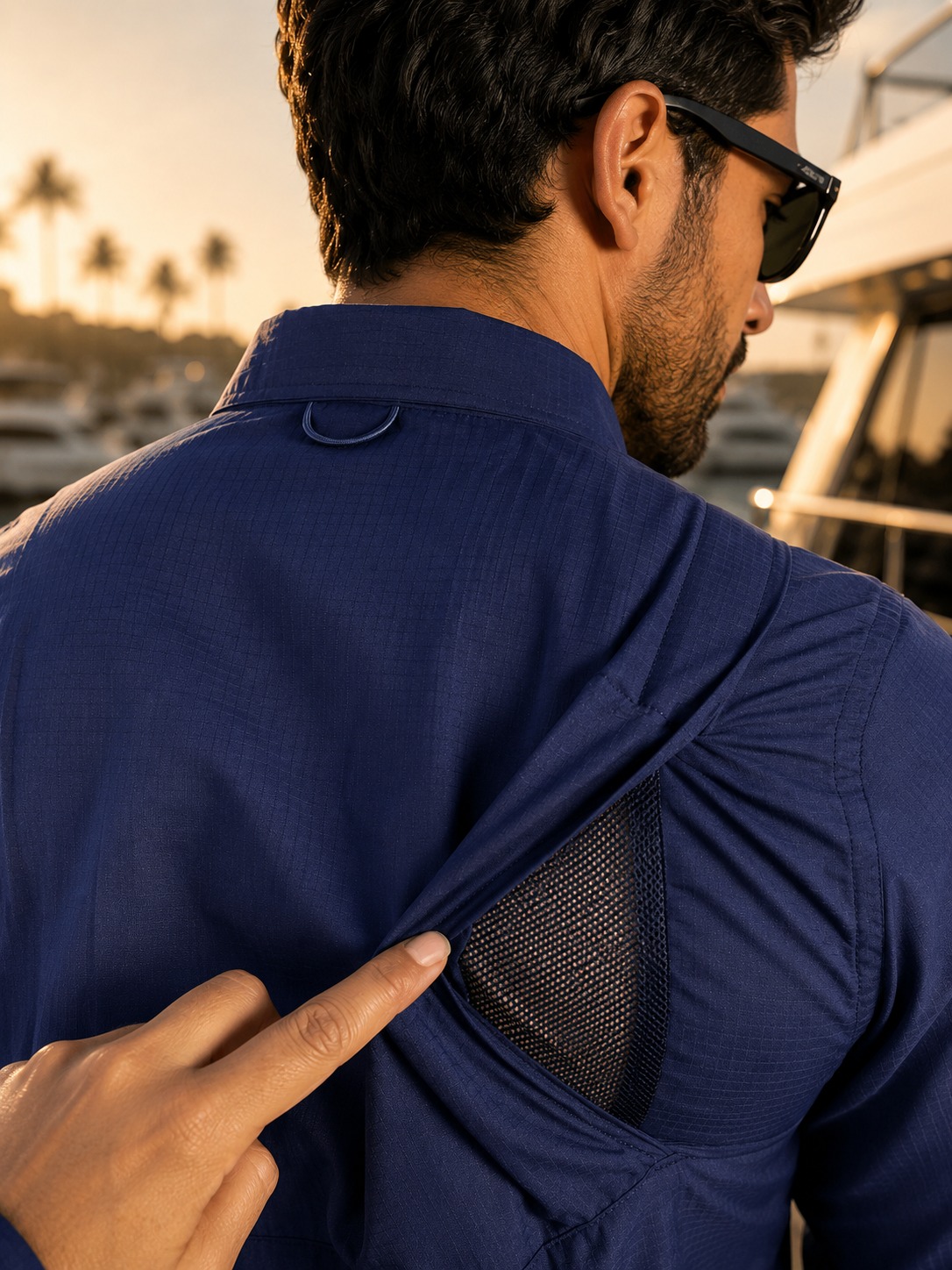 Camisa Antifluidos con Ventilacion, Deportiva Azul Marino - Imagen 3