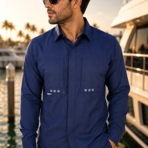 Camisa Antifluidos con Ventilacion, Deportiva Azul Marino
