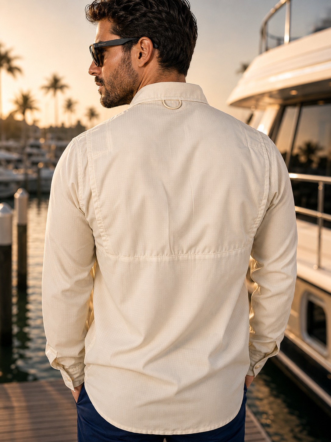 Camisa Antifluidos con Ventilacion, Deportiva Beige - Imagen 3