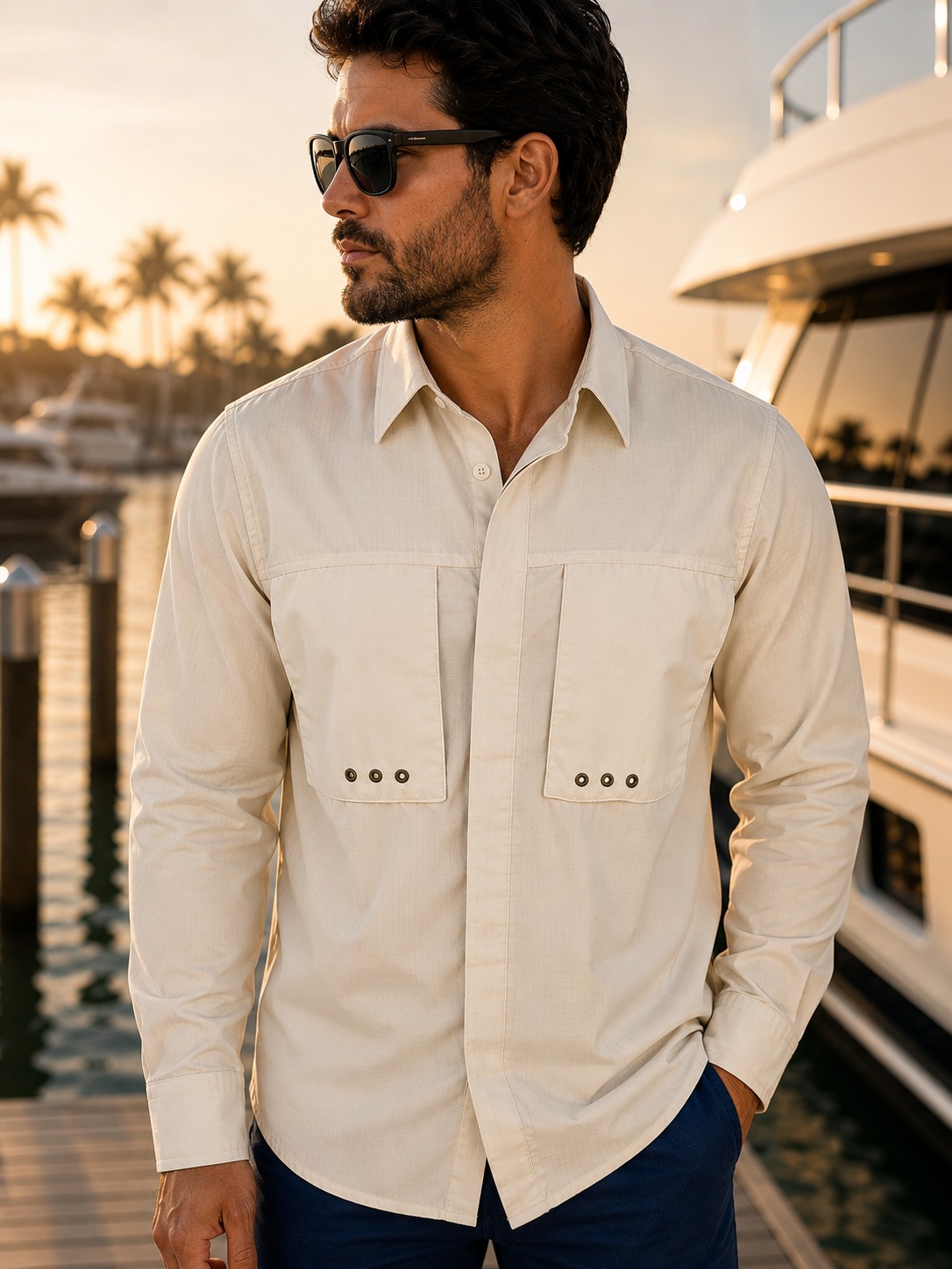 Camisa Antifluidos con Ventilacion, Deportiva Beige